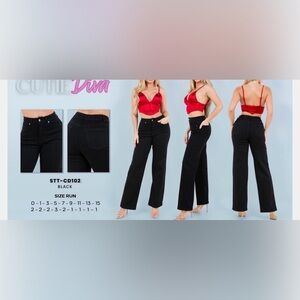 WOMEN CUTIE DIVA WIDE BOTTOM PANTS  is black